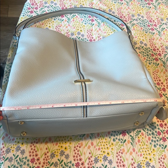 Anne Klein Light Blue Pebbled Shoulder Bag with Gold Accent - Picture 8 of 8